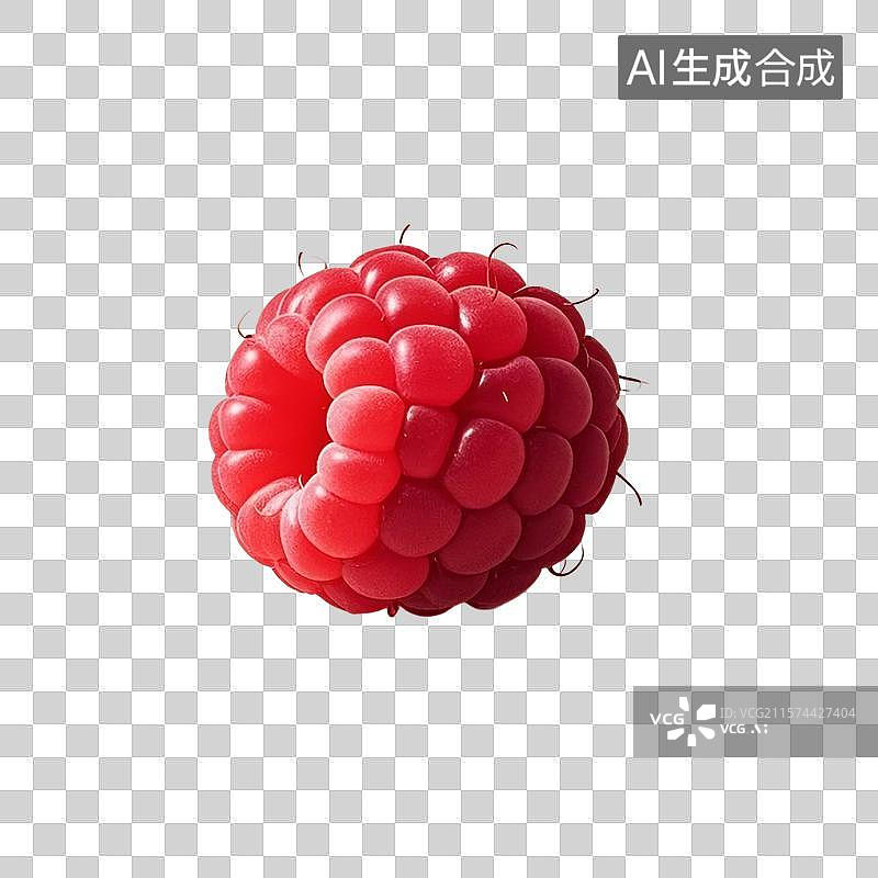 【AI数字艺术】3D渲染水果，覆盆子，树莓，红色浆果，免抠元素图片素材