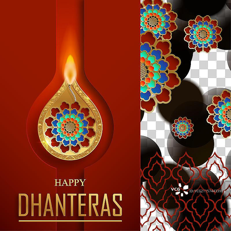 快乐的Dhanteras节日贺卡图片素材