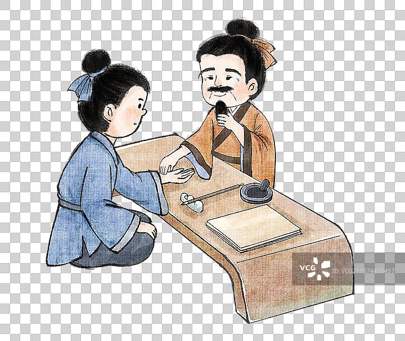 手绘水墨中医给患者把脉场免抠元素图片素材