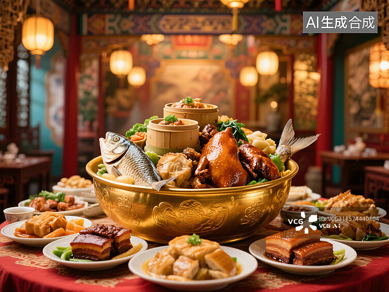 【AI数字艺术】传统盆菜盛宴图片素材