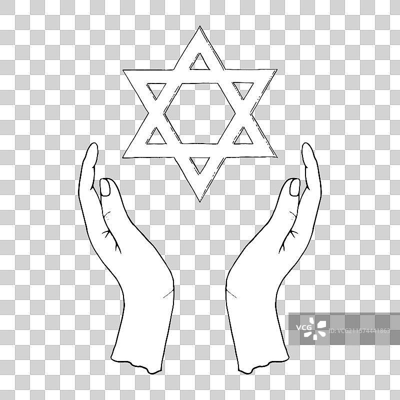 简单素描的戴维之星手持图案图片素材