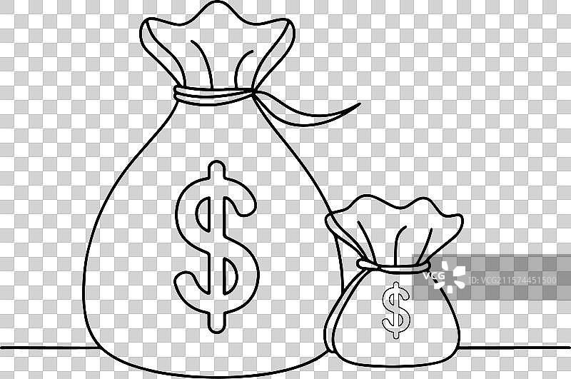 收入金钱一线连续线条艺术图片素材