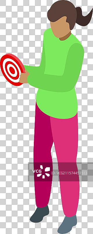 年轻女性手持红色目标市场标志图片素材