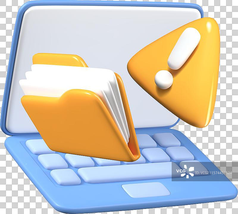 打开的笔记本电脑文件夹，三角形注意力图片素材