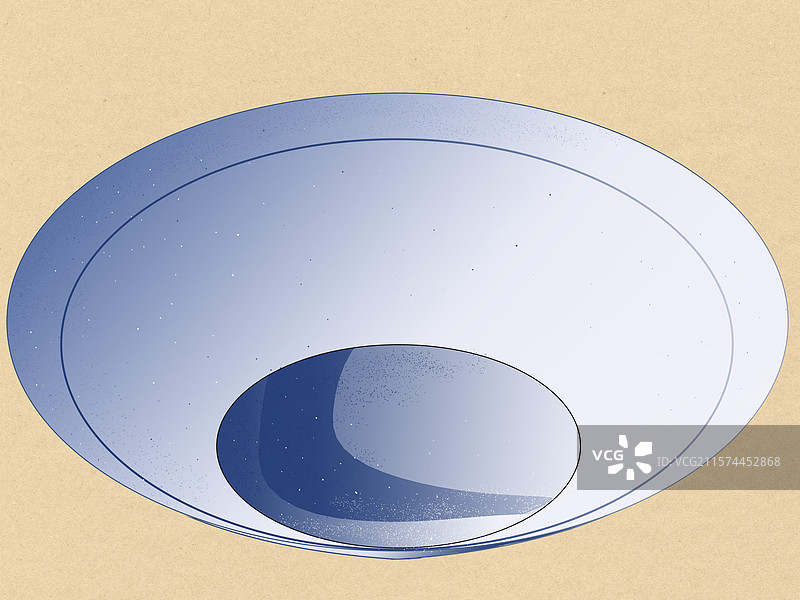 正上方黄色纹理纸张背景的复古简约空碗空盘子国风插画图片素材