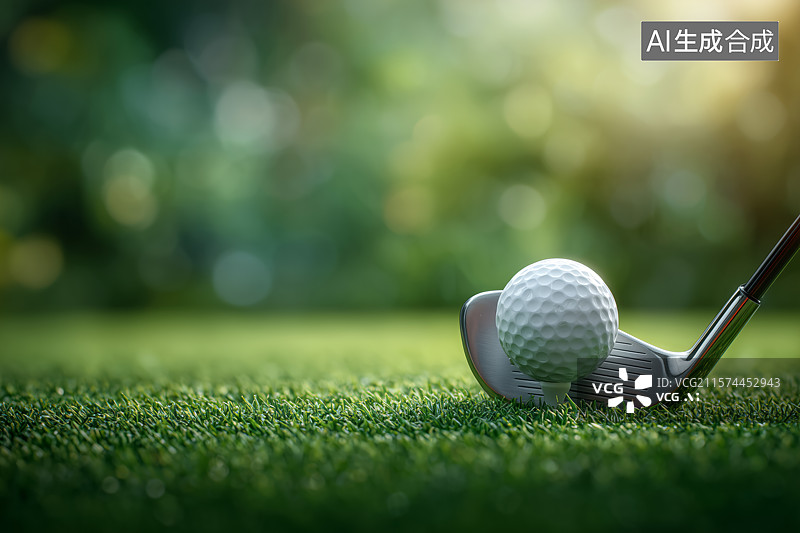 【AI数字艺术】草地上的高尔夫球和球杆图片素材