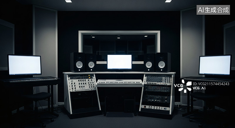 【AI数字艺术】现代录音棚内景设计图片素材
