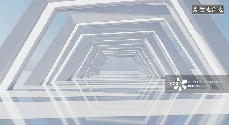 【AI数字艺术】抽象白色建筑隧道图片素材