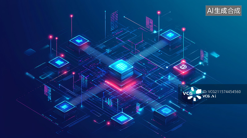 【AI数字艺术】区块链数字网络技术图片素材