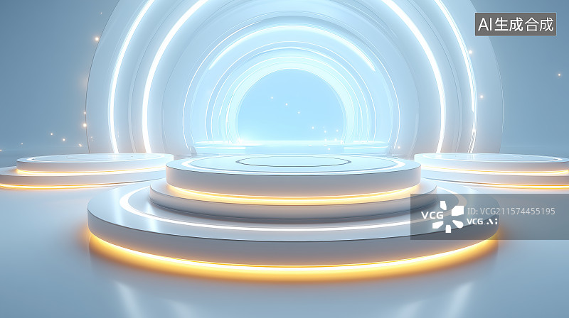 【AI数字艺术】未来科技圆形平台图片素材