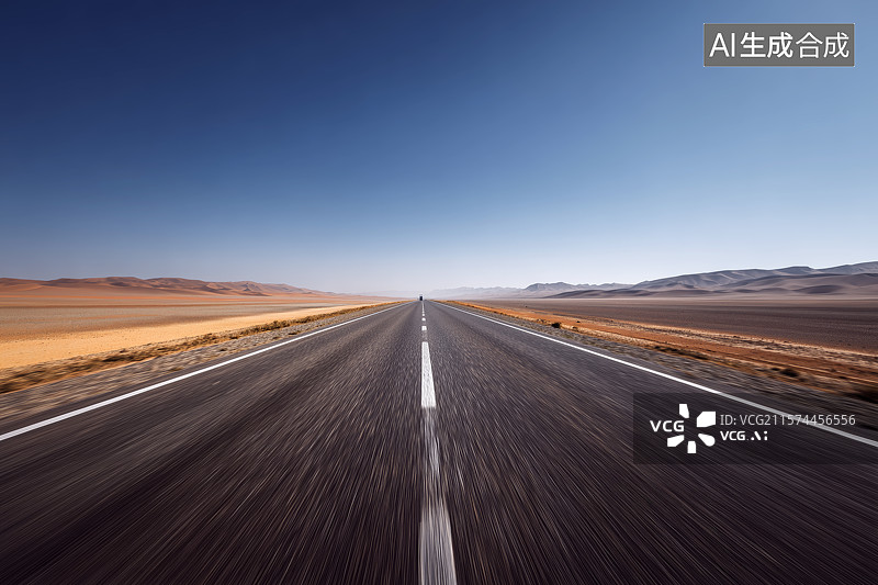 【AI数字艺术】沙漠上的高速公路图片素材
