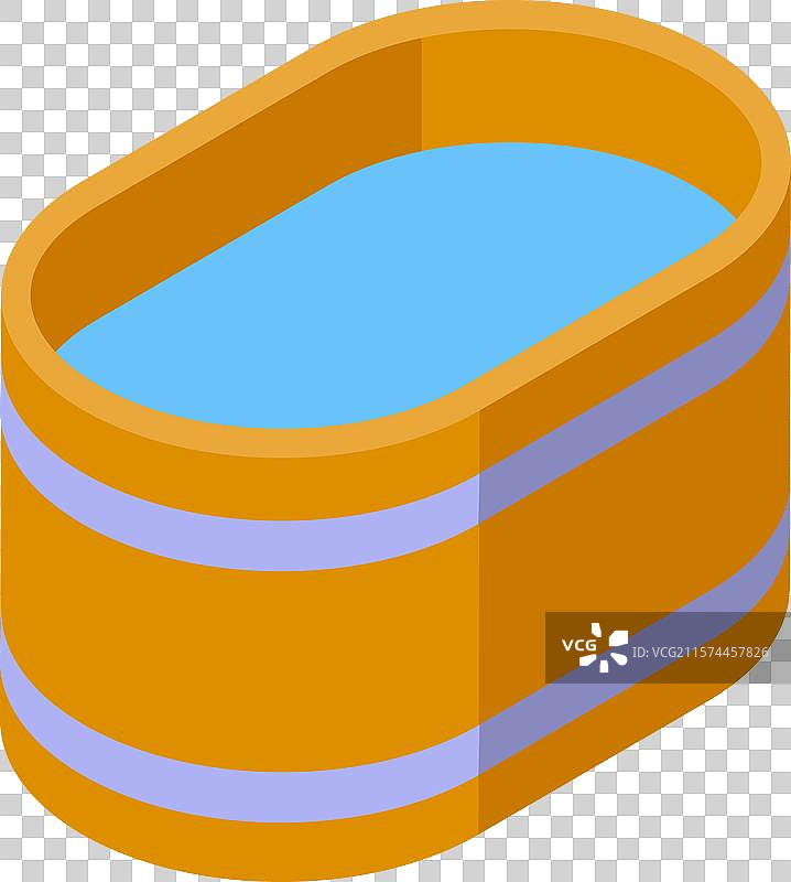 木制浴缸盛满水，适合放松沐浴图片素材