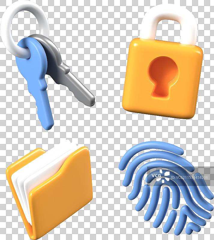 钥匙链锁文件夹指纹套装图片素材