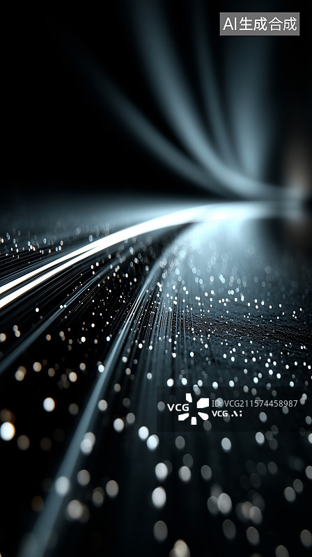【AI数字艺术】高速公路上的车灯轨迹图片素材