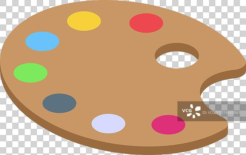 木质调色板上盛放着五颜六色的颜料块图片素材