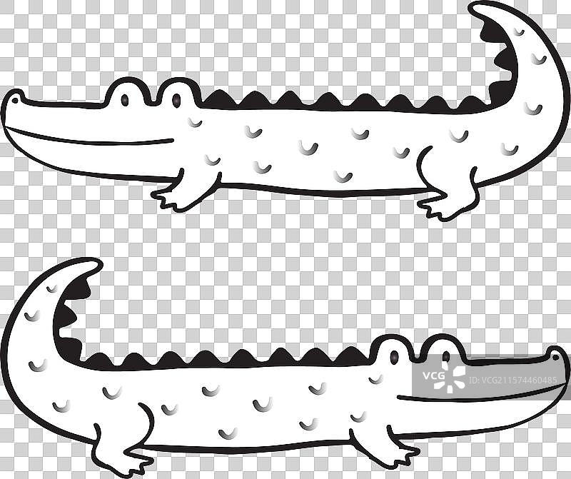 可爱的线条艺术鳄鱼图案图片素材