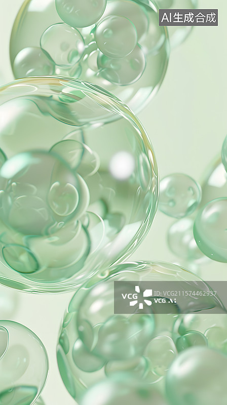 【AI数字艺术】绿色气泡卡通动漫风格背景插画图片素材