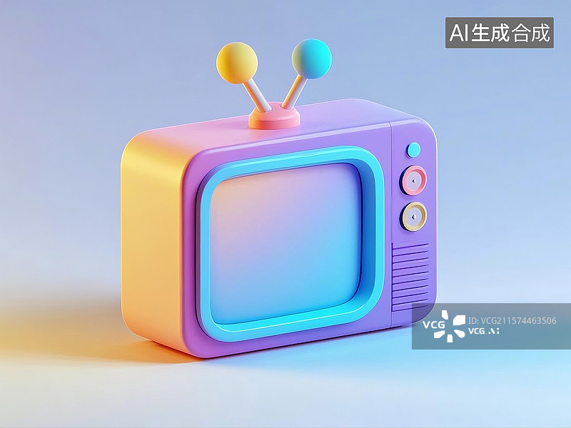 【AI数字艺术】3D多彩卡通电视机图片素材