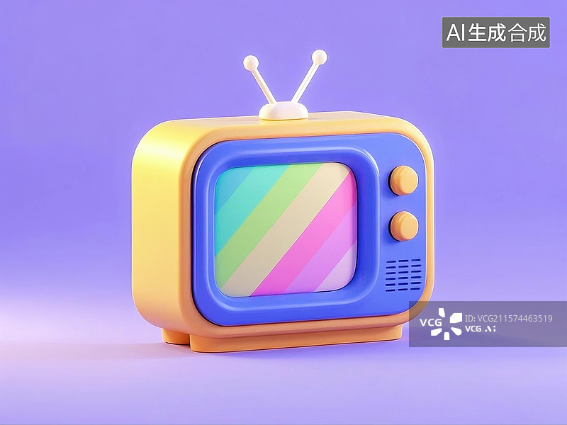 【AI数字艺术】3D多彩卡通电视机图片素材