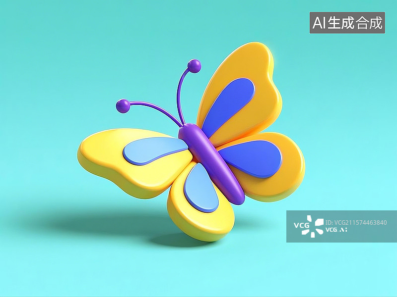 【AI数字艺术】3D多彩卡通蝴蝶图片素材