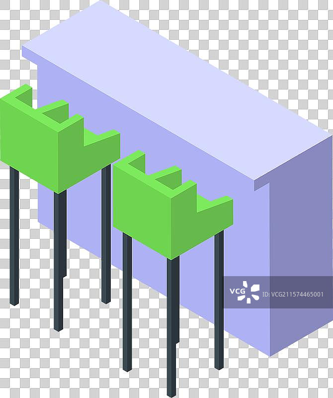 现代酒吧吧台与两个高脚椅的等距图图片素材