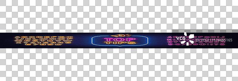 砖墙上的对话气泡中的“顶级提示”霓虹灯标志图片素材