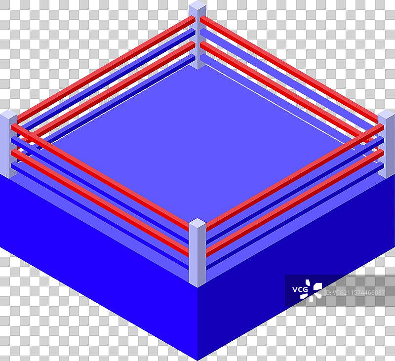空荡荡的拳击擂台在等待着拳手，等距视图图片素材