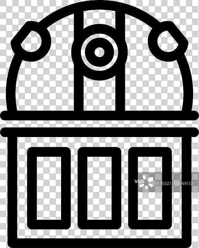 天文台建筑的简单线条艺术图标图片素材