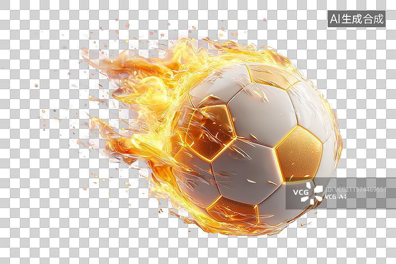 【AI数字艺术】被火焰包裹飞驰的足球的免抠设计素材图片素材