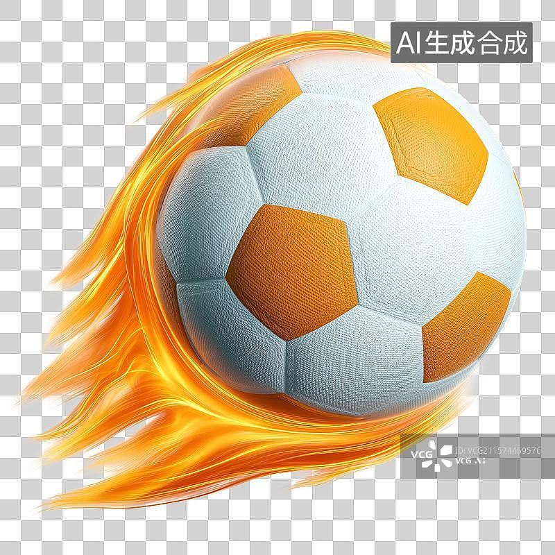 【AI数字艺术】被火焰包裹飞驰的足球的免抠设计素材图片素材