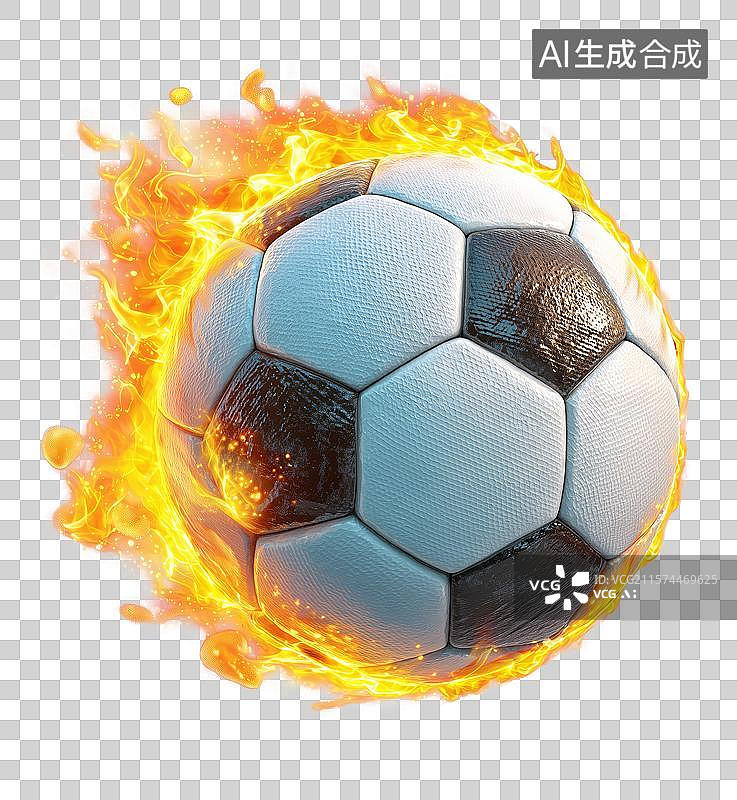 【AI数字艺术】被火焰包裹飞驰的足球的免抠设计素材图片素材