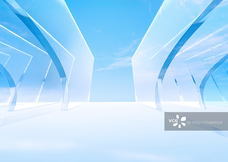 现代透明建筑空间背景图片素材