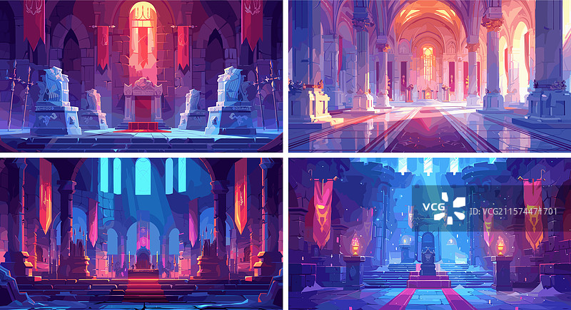 石头堡垒的王座室卡通场景图片素材