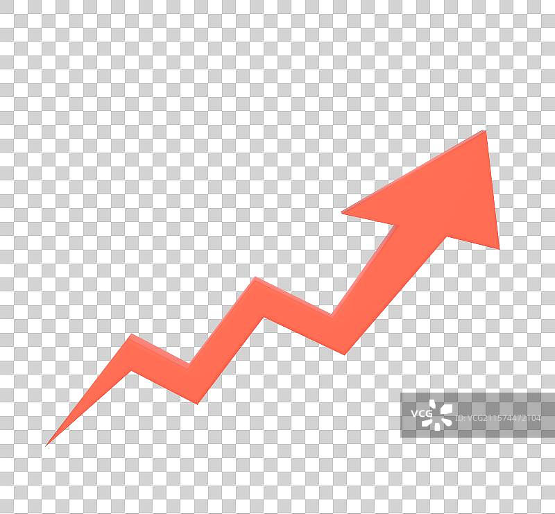 3D金融放大镜k线折线箭头上涨投资股票主题插画元素图片素材