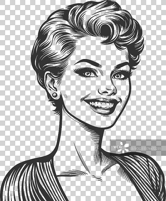 微笑的短发女性图片素材