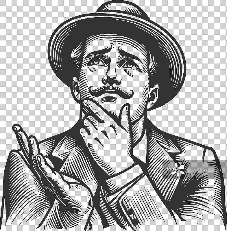 困惑的男人面临两难选择图片素材