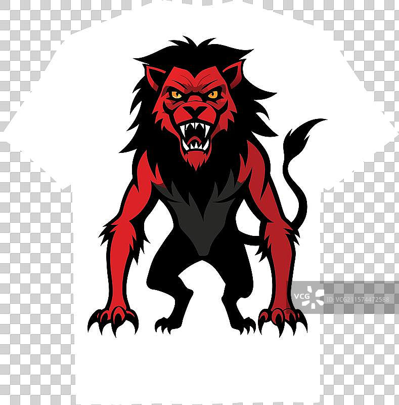 凶猛的狮子与燃烧的鬃毛 - 艺术图片素材