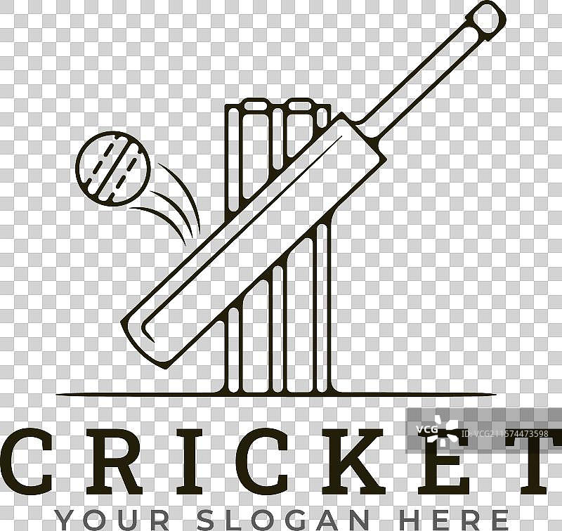 板球比赛线条艺术标志极简设计图片素材