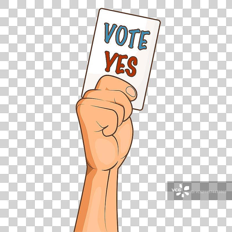 一只手握着“投票支持”卡片图片素材
