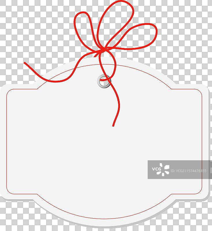 带红色绳结的椭圆形价格标签图片素材