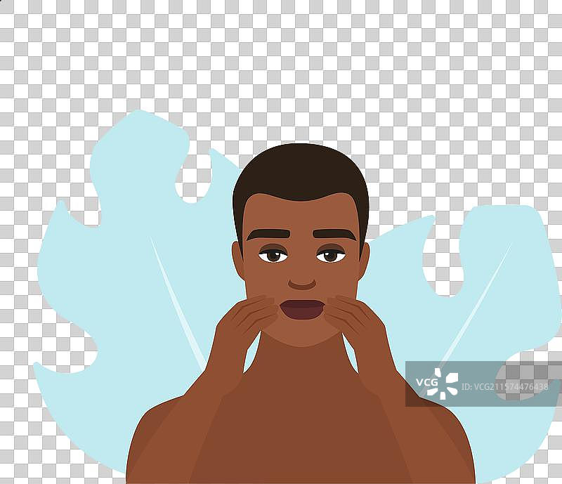 男性进行面部按摩图片素材