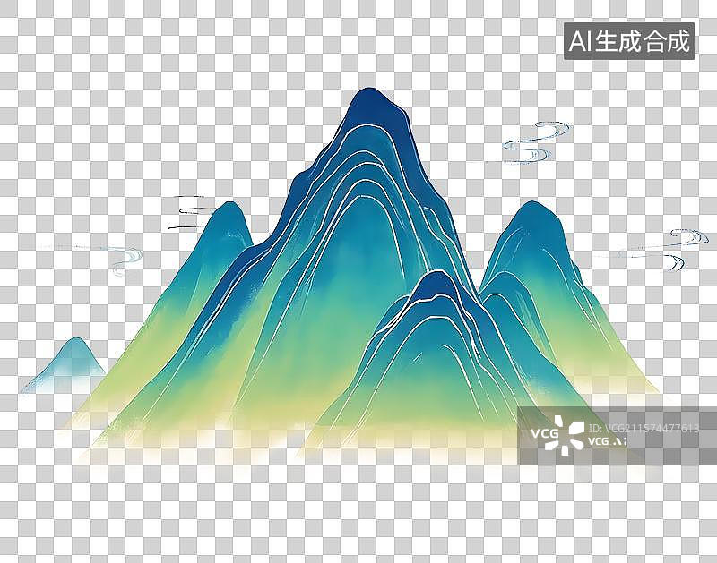 【AI数字艺术】国潮风青绿山图片素材