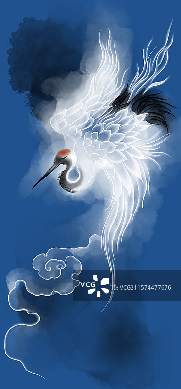 丹顶鹤仙鹤插画图案图片素材