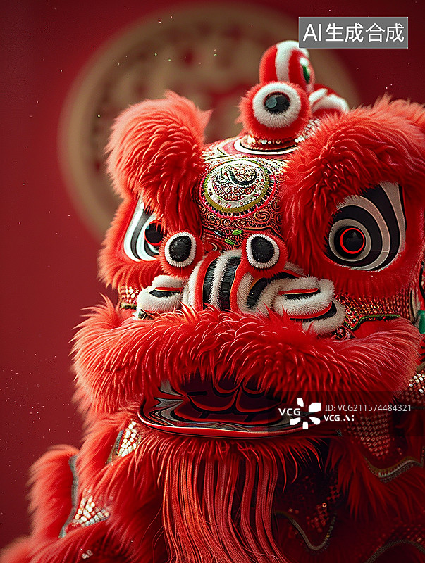 【AI数字艺术】萌趣醒狮闹新春图片素材