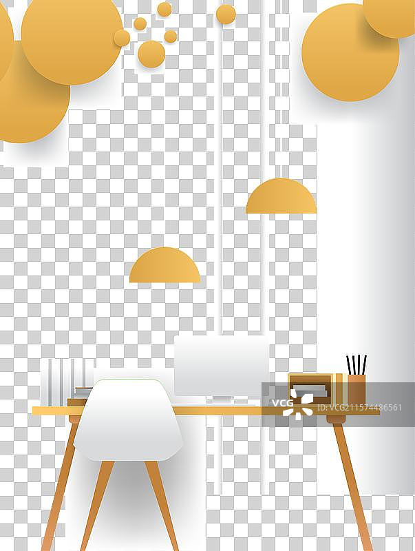 现代办公室工作空间桌子电脑灯具图片素材