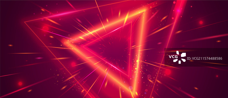 红色霓虹三角形扭曲背景图片素材