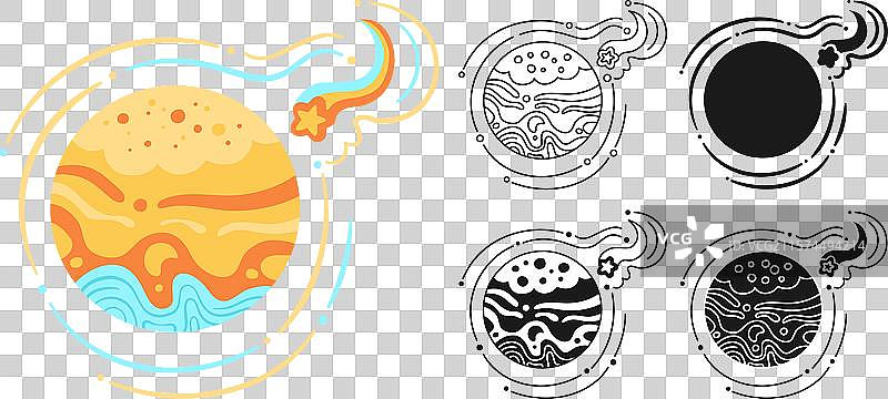 幻想星球与流星卡通儿童标志图片素材