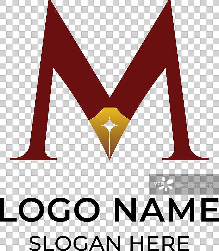 极简主义字母M与笔尖结合的标志图片素材