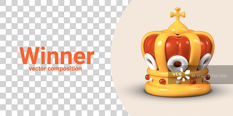 大型逼真的金色皇家获胜者皇冠图片素材
