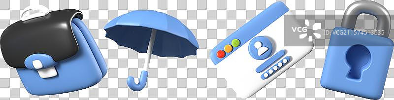 逼真的公文包伞用户账户页面图片素材